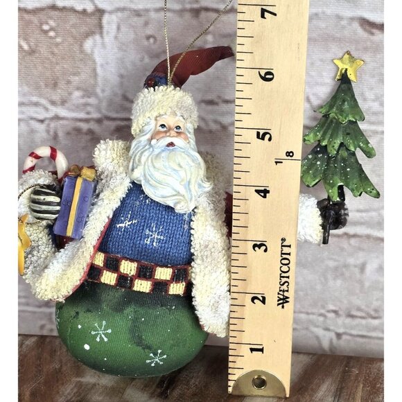 Old World Santa Gifts VTG Design Fabric Mache Roly Poly Christmas Ornament 6" - Picture 8 of 8